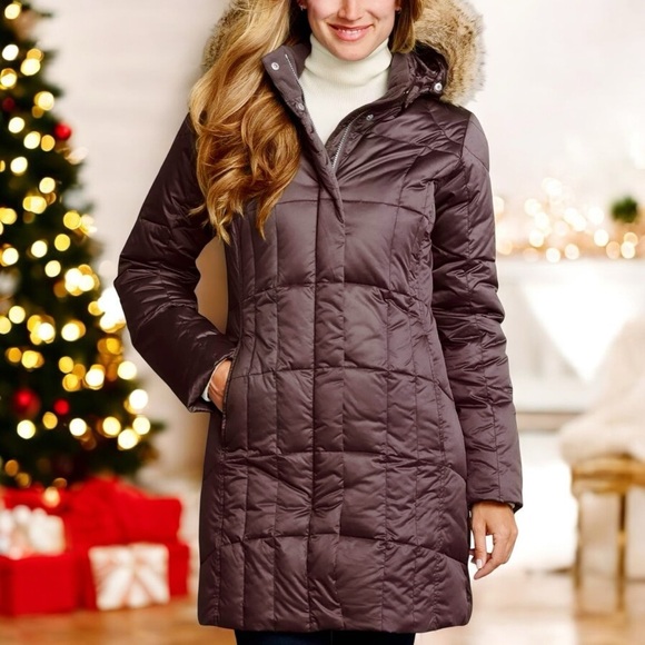 Eddie Bauer ‘Lodge’ Goose Down-Filled Winter Parka in Chocolate Brown Size M - Picture 1 of 16